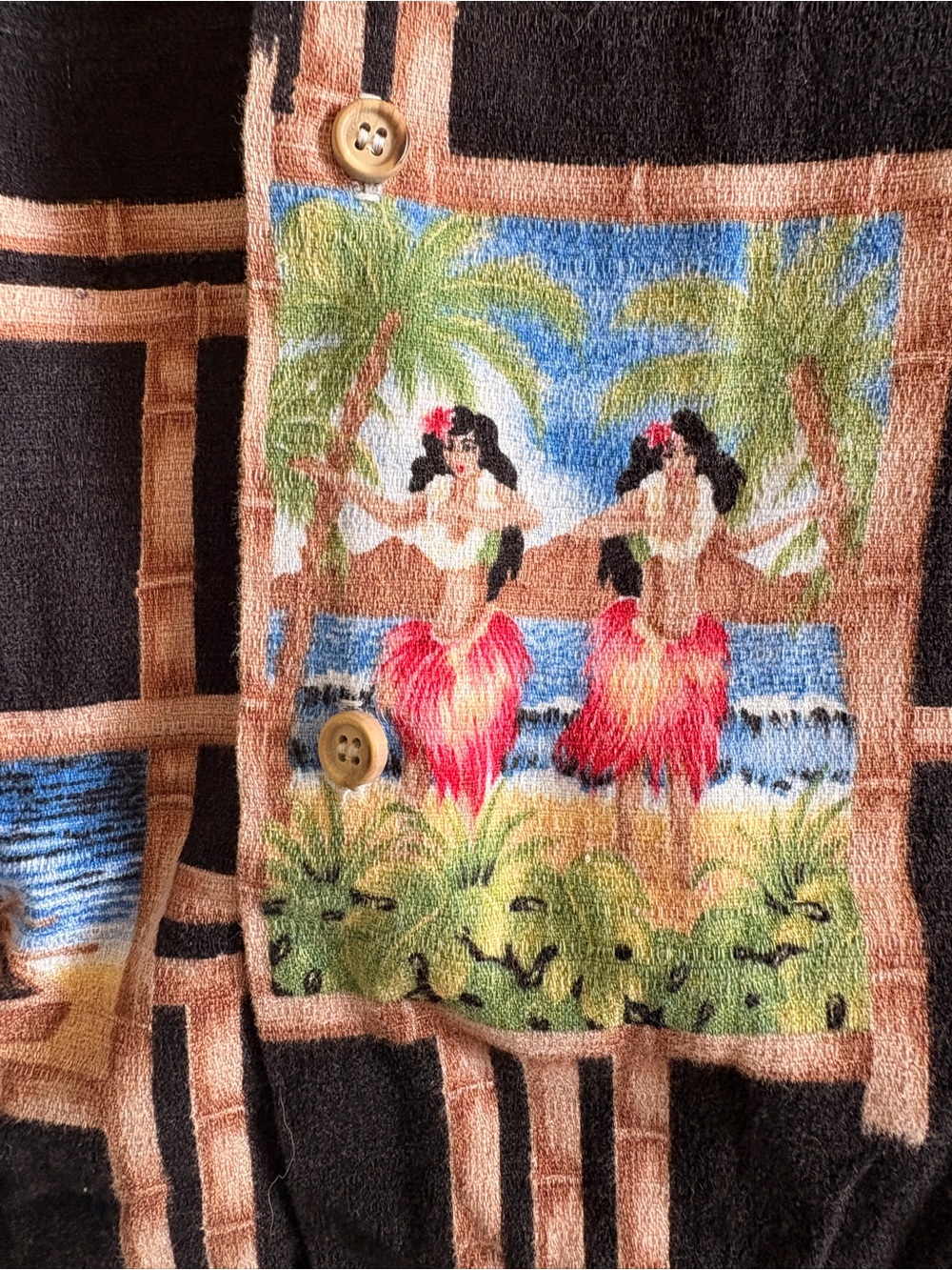 Vintage Kolekole Hawaiian Aloha Shirt XL Barkcloth Hula Girl Made in Hawaii - Picture 6 of 6